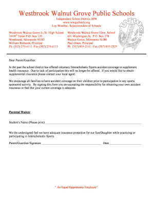 Parental Waiver for Interscholastic Sports