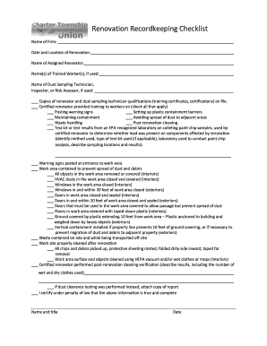 Renovation Recordkeeping Checklist