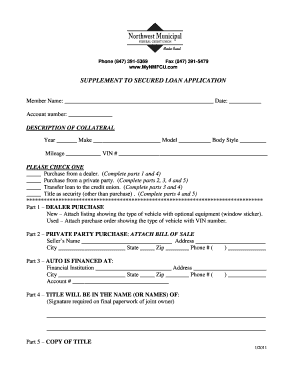 Supplement to Secured Loan Application