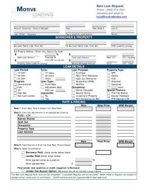Rate Lock Request Form