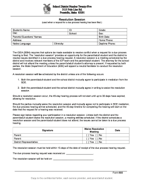 Resolution Session Form 600