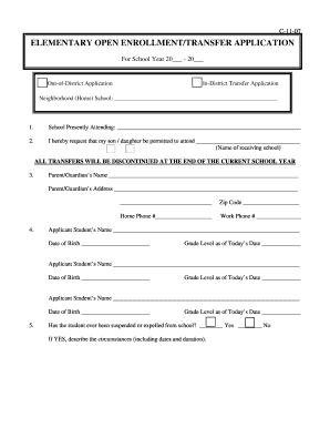 Elementary Open Enrollment/Transfer Application