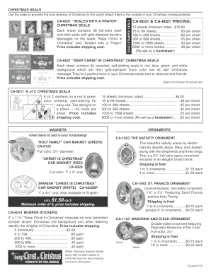 Christmas Seals Order Form