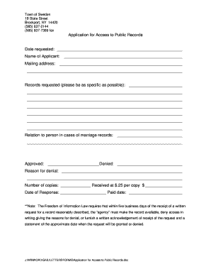 Application for Access to Public Records