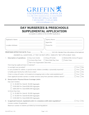 Scottsdale Insurance Daycare Application