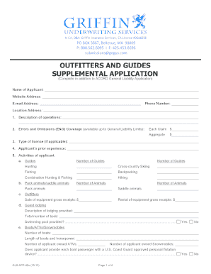 Scottsdale Outfitter Personal Lines Guide Application