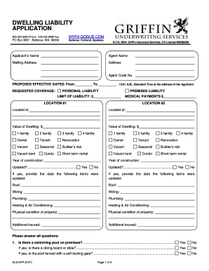 Dwelling Liability Application