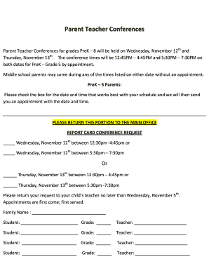 Parent conference template - Parent Teacher Conferences - All Saints Catholic School