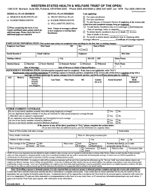 Western States Health & Welfare Trust Enrollment Form