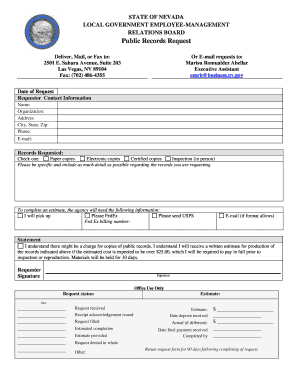 Nevada Public Records Request Form