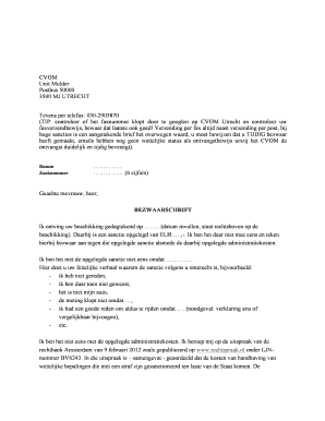 Bezwaarschrift sjabloon
