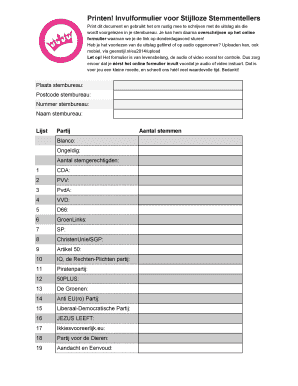 Invulformulier voor Stijlloze Stemmentellers