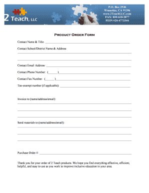 Product Order Form