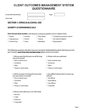 Client Outcomes Management System Questionnaire
