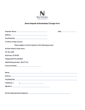 Direct Deposit Authorization Form