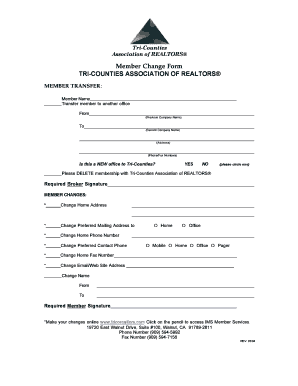 Tri-Counties REALTORS Member Change Form