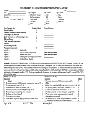 CMS Checklist for Managed Care Contract Approval - New bb