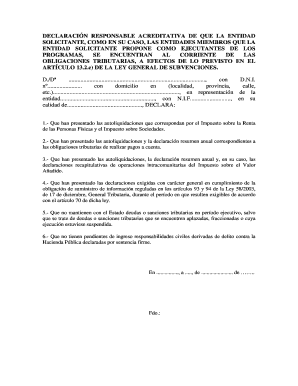 Declaración Responsable Acreditativa