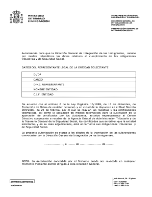 Autorización para recabar datos tributarios y de Seguridad Social
