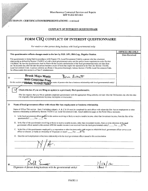Texas Conflict of Interest Questionnaire