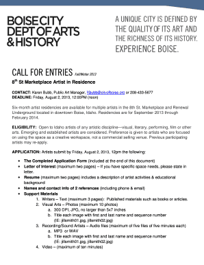 2013 Summer CALL FOR ENTRIES - BoiseArtsHistory