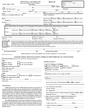 Emergency Information Form