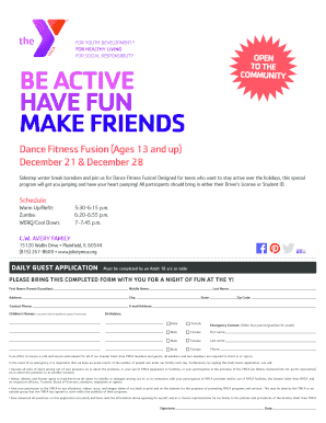 Greater Joliet Area YMCA Daily Guest Application