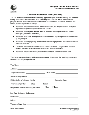 San Juan Volunteer Information Form