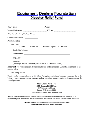 Equipment Dealers Foundation Disaster Relief Fund Application
