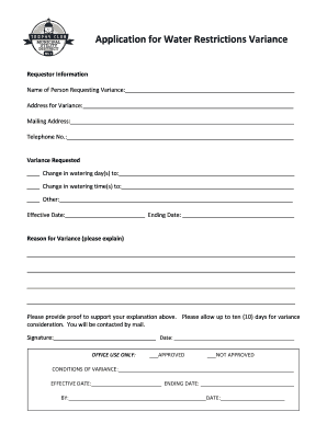 Water Restrictions Variance Application