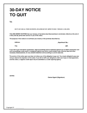 30-Day Notice to Quit