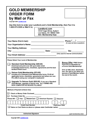 Landlord.com Gold Membership Order Form