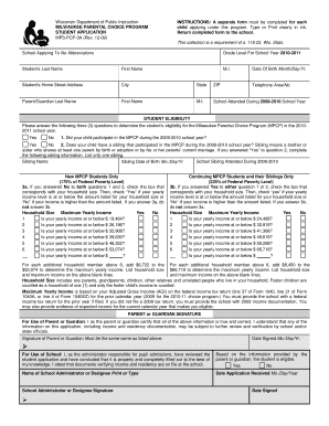 Wisconsin MPCP Student Application
