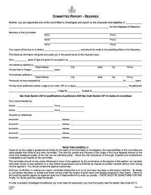 Masonic Lodge Investigation Committee Report