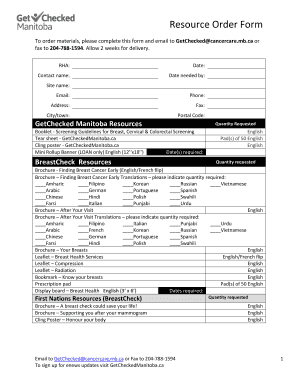 Resource Order Form