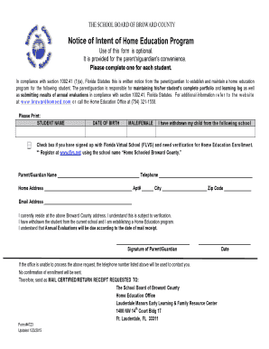Florida Home Education Program Notice