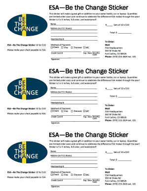 ESA Be the Change Sticker Order Form