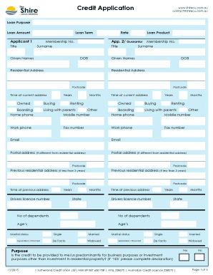Sutherland Credit Union Loan Application