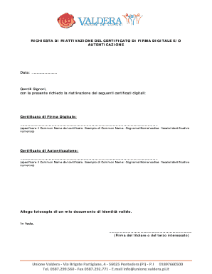 Richiesta di riattivazione del certificato di firma digitale e/o autenticazione