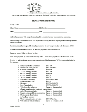 Self Pay Agreement Form