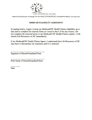 Medicaid Eligibility Agreement
