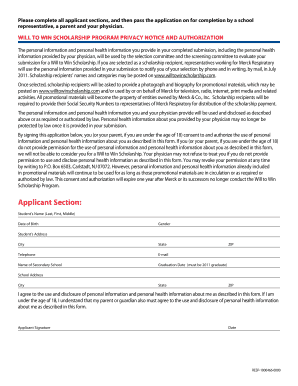 Will to Win Scholarship Application