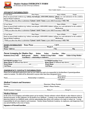 Student Emergency Form