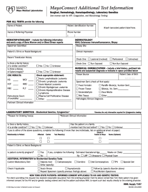 MayoConnect Additional Test Information Form