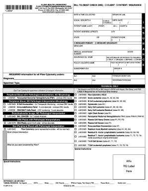 Allina Health Flow Cytometry Lab Order Form