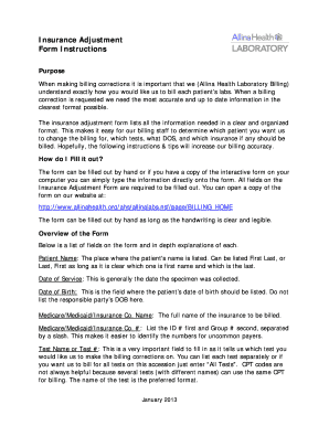 Insurance Adjustment Form