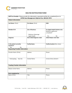 Dialysis Notification Form