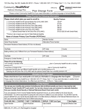 Community HealthFirst Medicare Plan Change Form