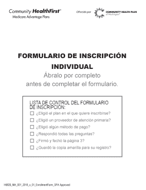Formulario de inscripción del plan Community HealthFirst MA Special Needs