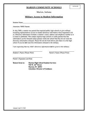 Military Access to Student Information Form